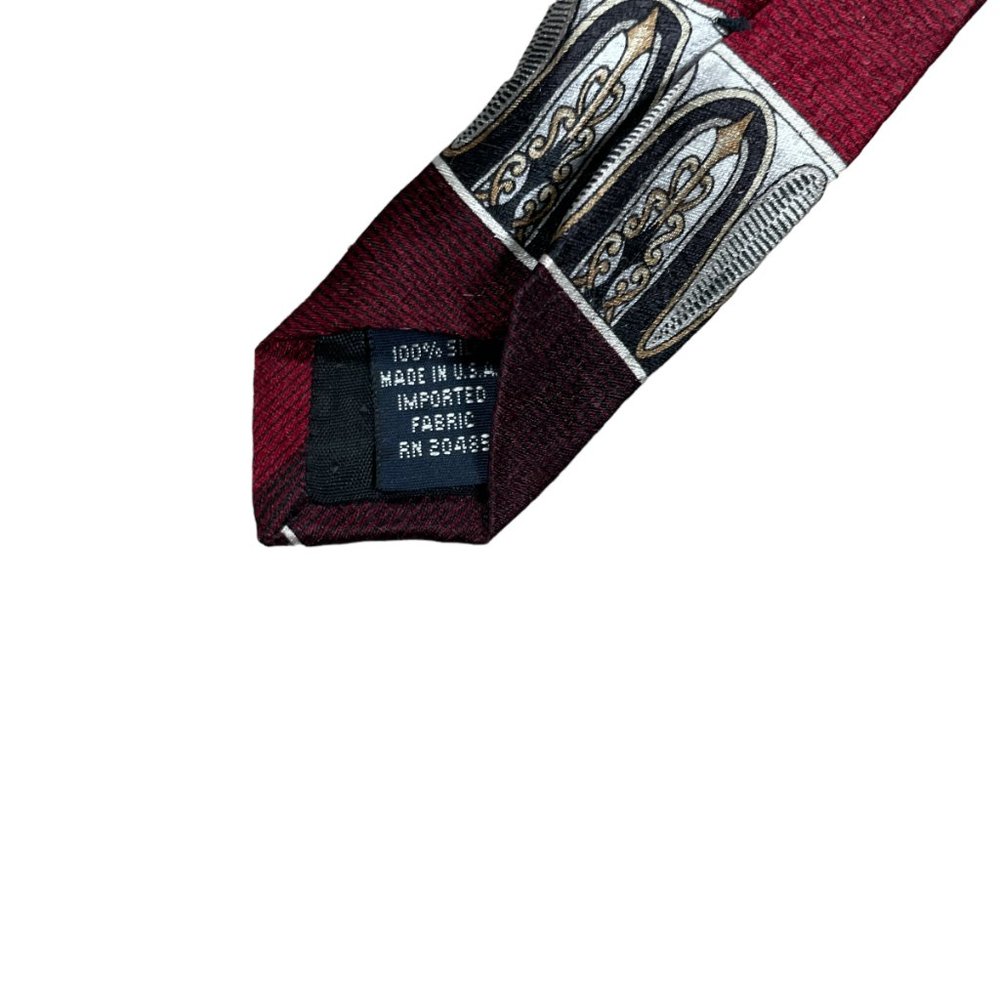 Stafford Executive Men's Red Geometric Classic Silk Necktie - Picture 6 of 7